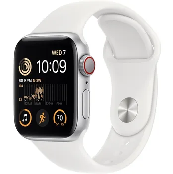 Chytré hodinky Apple Watch SE 2022 GPS + Cellular 40 mm, stříbrný hliník s bílým sportovním řemínkem