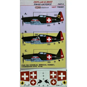 Plastikový model KORA Models 1/72 Decals Doflug D.3800 Swiss Air Force Part 2