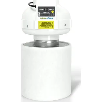 potrubní ventilátor Prima Klima PK-Kombo 125-2S - 400 m3/h, ventilátor + filtr (Prima Klima Kombo Kit s dvourychlostním ventilátorem PK125-2 a s filtrem s aktivním uhlím Eco line K2601-flat-125 je jedním z nejúčinnějších a nejtišších filtračních systémů na světě. Balení)