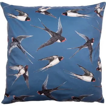 Polštář Modro-bílý sametový povlak na polštář Vlaštovka obecná - 45*45 cm