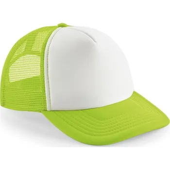 Kšiltovka Beechfield Kšiltovka 5 panelová Polyester Mesh Vintage Trucker B645 Barva: Bílá - Zelená limetková