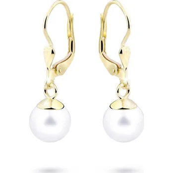Náušnice Cutie Jewellery Zlaté náušnice s perlou visací Z3015Z Barva: Bílá