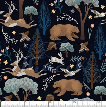 Zakázkový tisk, softshell, kočárkovina... Noční les Látky k tisku: Microfirba