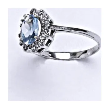 Prsten Zlatý prsten Kate , zirkony, akvamarin , bílé i žluté zlato - VR 247