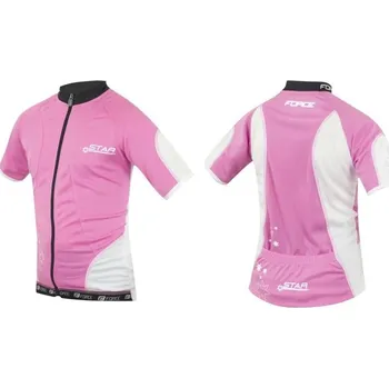 Dámské cyklistické tretry Dětský dres Force Kid Star růžový - 128 - 140