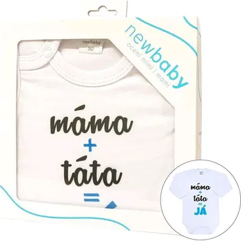 Kojenecký body NEW BABY Body s potiskem New Baby máma plus táta rovná se JÁ - modrá Vel. 56 (0-3 m)