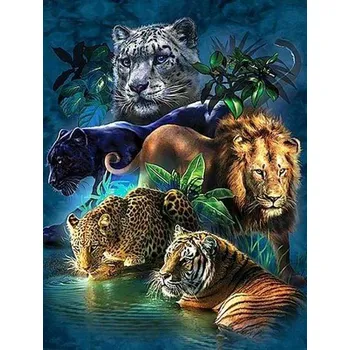 Diamantové malování Figured'Art Zvířata džungle 40 x 50 cm bez rámu