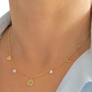 Náhrdelník Zlacený dámský stříbrný náhrdelník strom života 2,70g Stříbro 925/1000