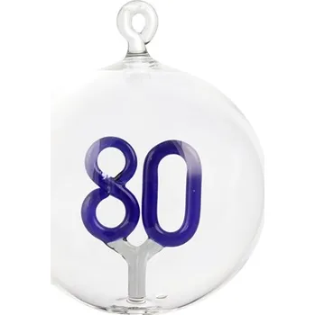 Vánoční dekorace Skleněná baňka s číslem 80 tmavě modrá