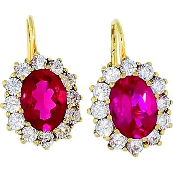 Náušnice Goldstore Rubínové náušnice zlaté oválné Váha: 4.05 g