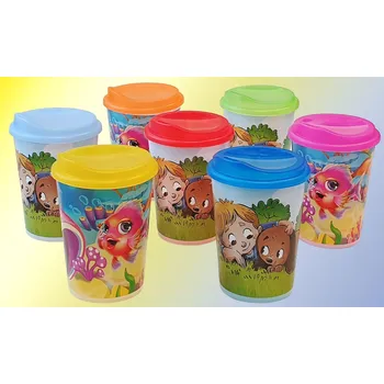 Kelímek s pítkem 250 ml dětský motiv plast Ekoline