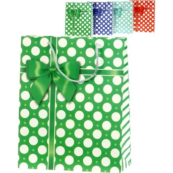 Deštník Taška dárková puntíkovaná s mašlí 26x32cm papírová 4 barvy