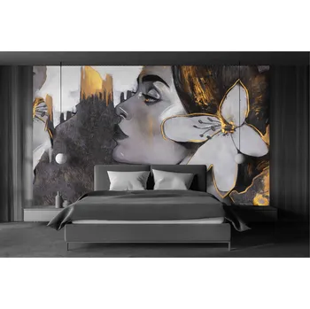 Tapeta Malvis ® Tapeta Malovaný obličej ženy Vel. (šířka x výška): 288 x 200 cm