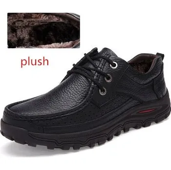 Pánské mokasíny Kožené pánské tenisky a loafers s plyšem uvnitř Velikost: 44, Barva (Varianta): Černá s kožíškem