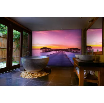 Malvis ® Tapeta Maledivy při západu slunce Vel. (šířka x výška): 216 x 140 cm