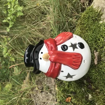 Svícen Sněhulák keramický na čajovou svíčku 14x11 cm