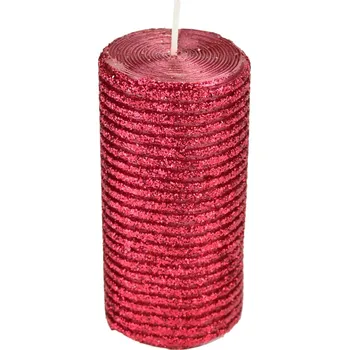 Svíčka Svíčka s červeným glitrem 9,5x5 cm