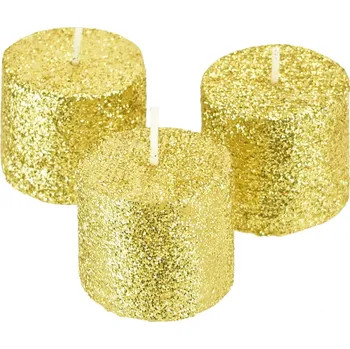 Svíčka Svíčky se zlatým glitrem 3,8 cm - 3 ks