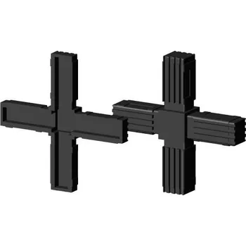 Příslušenství pro plot Spojka jeklu čtvercová, "Kříž", s ocelovou výztuží, 30x2mm, černá