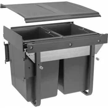 Odpadkový koš GTV Vestavný odpadkový koš GATOR vysoký, šířka 450 mm montáž na dvířka s předním uchycením Členění odpadkového koše: 2x20l