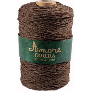 Příze Borgo de Pazzi Amore CORDA 2mm Hnědá 650 (Špagátová příze Amore CORDA 2mm 650)