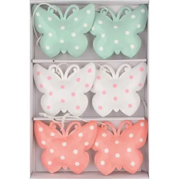 Motýl kovový na zavěšení 5 cm 6 ks v krabičce