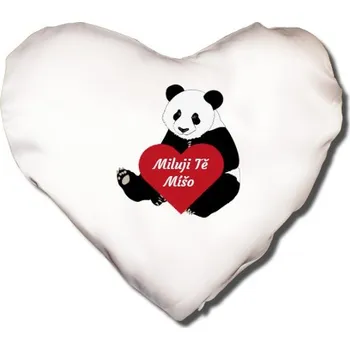 Dekorativní polštářek Polštář SRDCE s potiskem Poštářek srdce Panda Miluji Tě se jménem