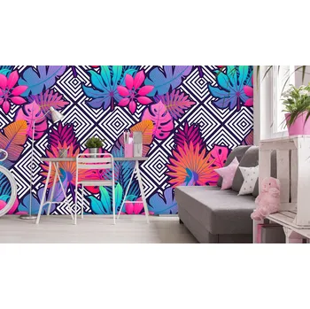 Tapeta Malvis ® Tapeta Exotické listy s ornamenty Vel. (šířka x výška): 144 x 105 cm