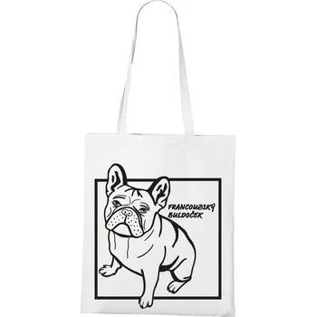 Plátěná taška Francouzský buldoček, Barva Bílá, Velikost 40×45 cm, Canvas Nákupní taška Bezvatriko.cz 1046