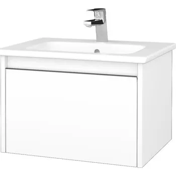 Koupelnový nábytek Dřevojas - Umyvadlová skříňka BONO SZZ 60 (umyvadlo Euphoria) - N01 Bílá lesk / Úchytka T34 / N01 Bílá lesk 203498K