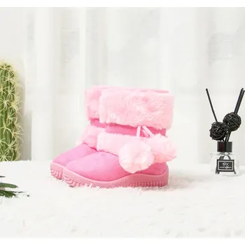 Čína Dívčí zimní kozačky s kožíškem a bambulkami Barva: světle růžová, Velikost EUR: 34