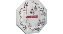 Yankee Candle Vánoční adventní kalendář věnec čajové svíčky 24 ks + skleněný svícen