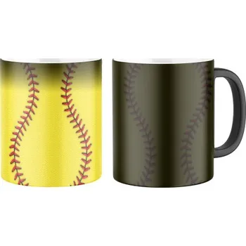 Magický keramický hrnek s potiskem Softballový míč - celopotisk