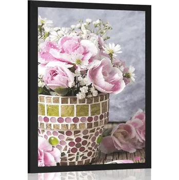 Plakát Dovido Plakát květiny karafiátu v mozaikovém květináči