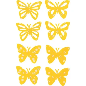 Motýl filcový žlutý 6 cm, 8 ks v sáčku