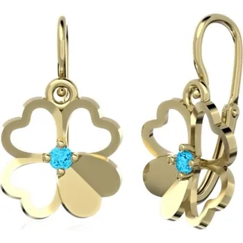 Náušnice Couple, Dětské náušničky Clover, žluté zlato a barevné zirkony, 585-66-3-0684.0Z00.0.00.003.14