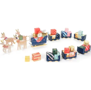 Vánoční dekorace PartyDeco Adventní kalendář Santovy sáně