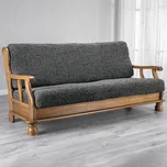 decoDoma napínací potahy na sedací soupravu bielastický VITTORIA šedá trojkřeslo s dřevěnými rukojeťmi (š. 150 - 200 cm)