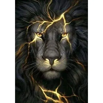 Diamantové malování Figured'Art Diamantové malování Černý lev bez rámu 40 x 50 cm