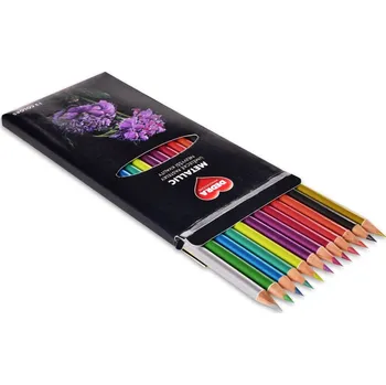 Kresba 12 ks METALICKÉ lesklé, umělecké pastelky nejvyšší kvality