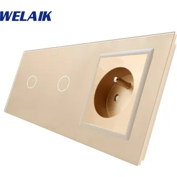 Elektrická zásuvka WELAIK dotykový vypínač 2 x ř.1+zásuvka A8FB- ivory creme set.