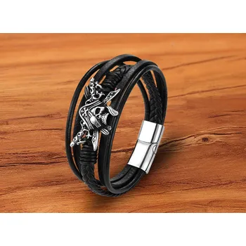 Náramek B-TOP Kožený náramek PIRÁT