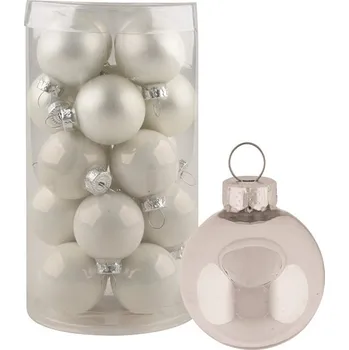 Vánoční dekorace Sada skleněných baněk holubí šeď 3 cm, 20 ks