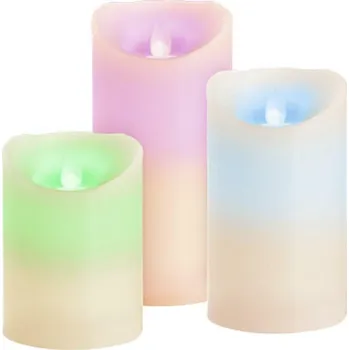 Svíčka Sviečky MagicHome Vianoce, sada 3 ks, LED, 3xAAA, pravý vosk, jednoduché svietenie, časovač, pohybli