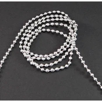 Korálky na provázku v metráži - stříbrná - průměr 0,3 cm