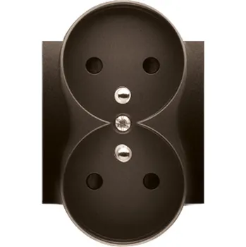 Elektrická zásuvka SIMON DGZ2MZNP/46 Krytka zásuvky 2P+T dvojité - pro rámečky NATURE hnědá matná, metalizovaná