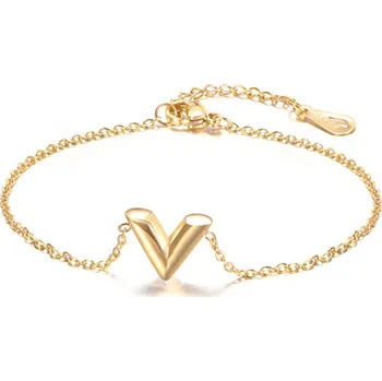 Náramek B-TOP Dámský náramek z nerezové oceli s přívěskem ve tvaru V Druh barvy: Zlatá