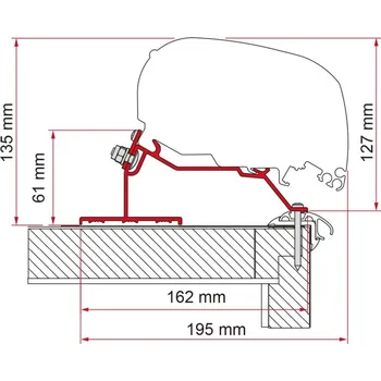 Markýza Adaptér F80/65 na střechu karavanu 450 cm