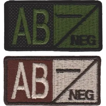 Nášivka NAVYS Označení krevní skupiny AB- velcro suchý zip Barva: oliv