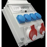 Zásuvková rozvodnice 1x3253+1x1653+4x230V, jištěná, s chráničem, IP54